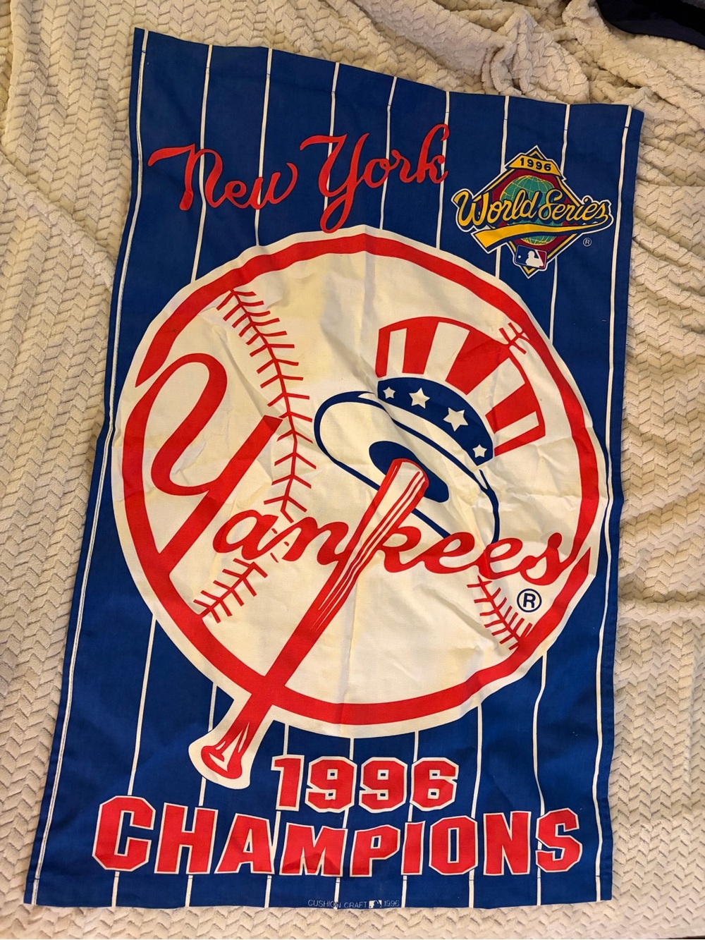 Vintage 1996 New York Yankees World Series Champions Banner Cushion Craft MLB